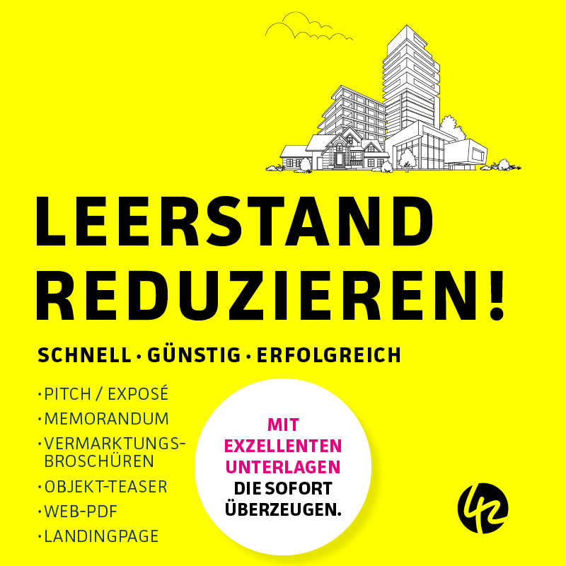 Grafik Leerstand reduzieren, schnell, guenstig, erfolgreich, mit exzellenten Unterlagen die sofort ueberzeugen.