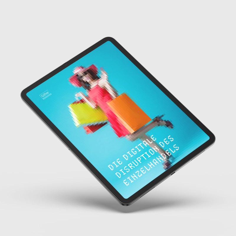 Keyvisual für die digitale Disruption des Einzelhandels, Ansicht am Tablet