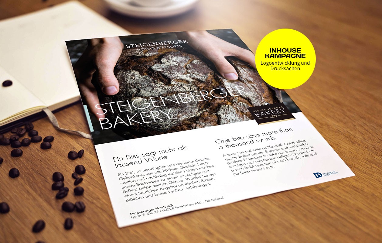 Steigenberger Hotels and Resorts, Bakery Inhouse Kampagne Steigenberger Hotels and Resorts, Bakery Inhouse Kampagne, Logoentwicklung und Drucksachen, Gestaltung von VIERZWEI