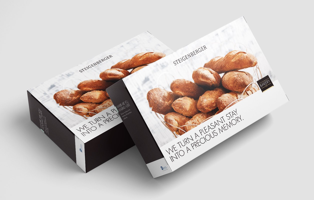 Steigenberger Hotels and Resorts, Bakery Inhouse Kampagne, Gestaltung von VIERZWEI Steigenberger Hotels and Resorts, Bakery Inhouse Kampagne, Gestaltung der Verpackung von VIERZWEI