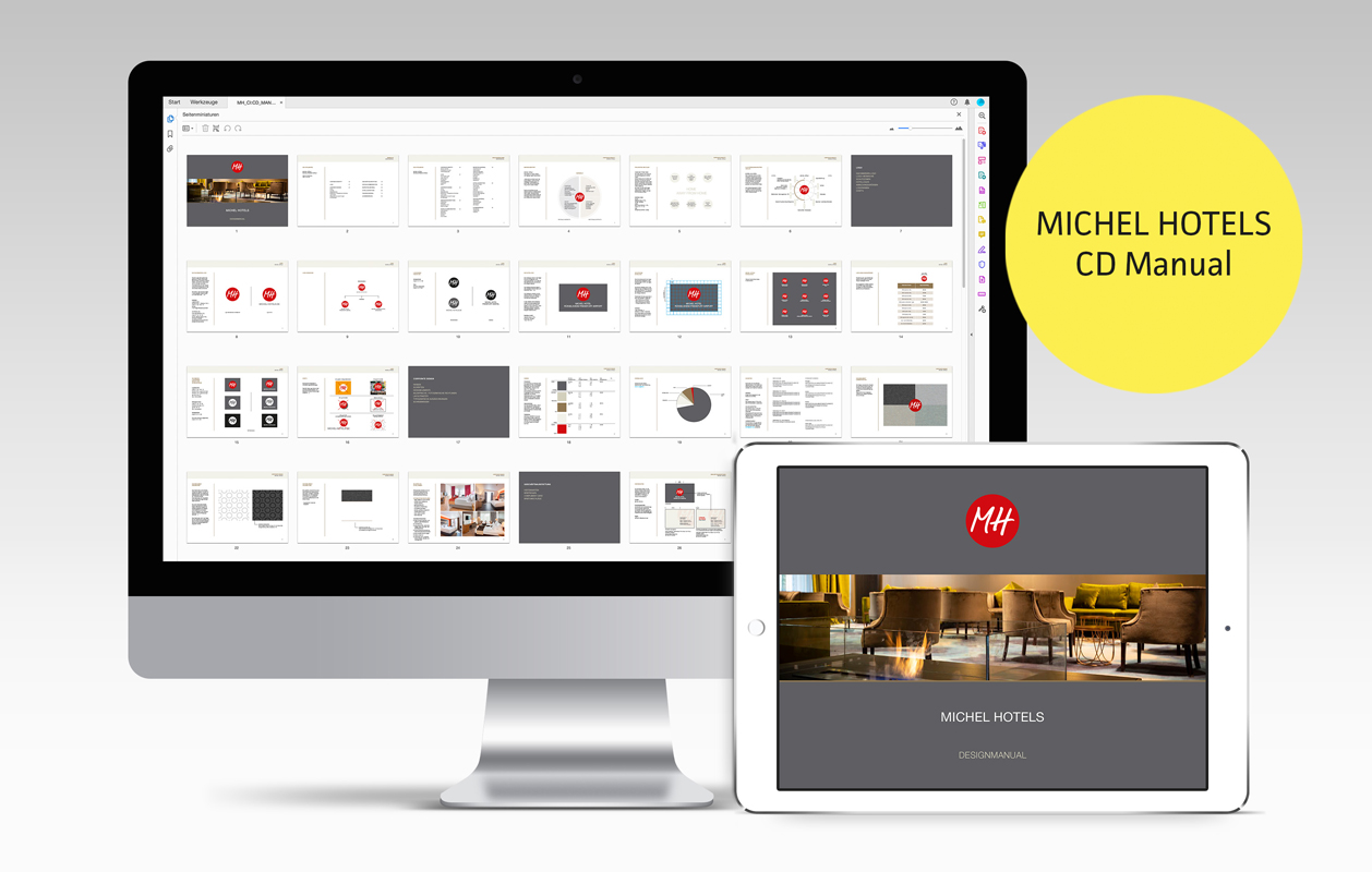 Michel Hotels Corporate Design Manual Michel Hotels Corporate Design Manual, ausführliches Manual mit insgesamt 130 Seiten, Ansicht am Monitor