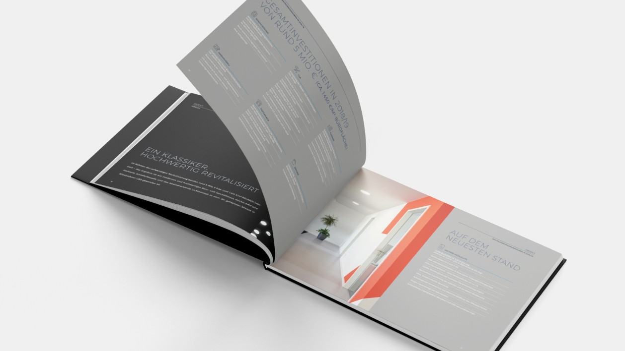 Das Schieferhaus, CBD Wiesbaden, Exposee, Gestaltung von VIERZWEI Das Schieferhaus, CBD Wiesbaden, Exposee, Buch und Logo-Gestaltung von VIERZWEI für Colliers International, Innenseiten